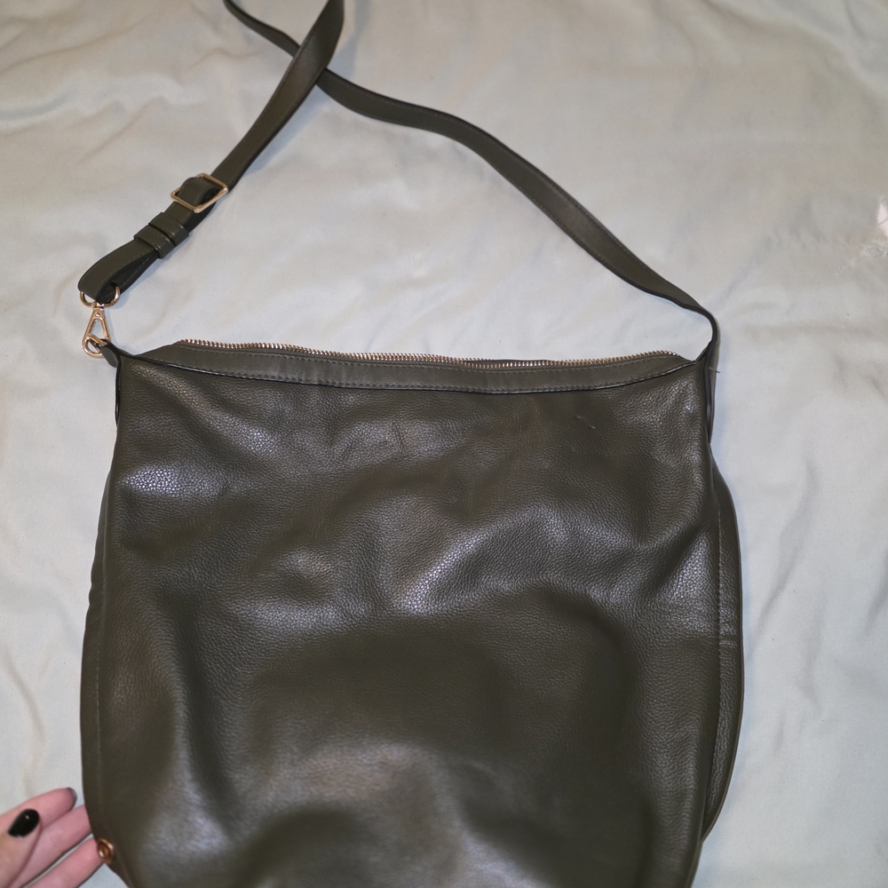 Olive Green Leather Shoulder Bag